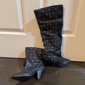 bebe Black Studded Heeled Boots